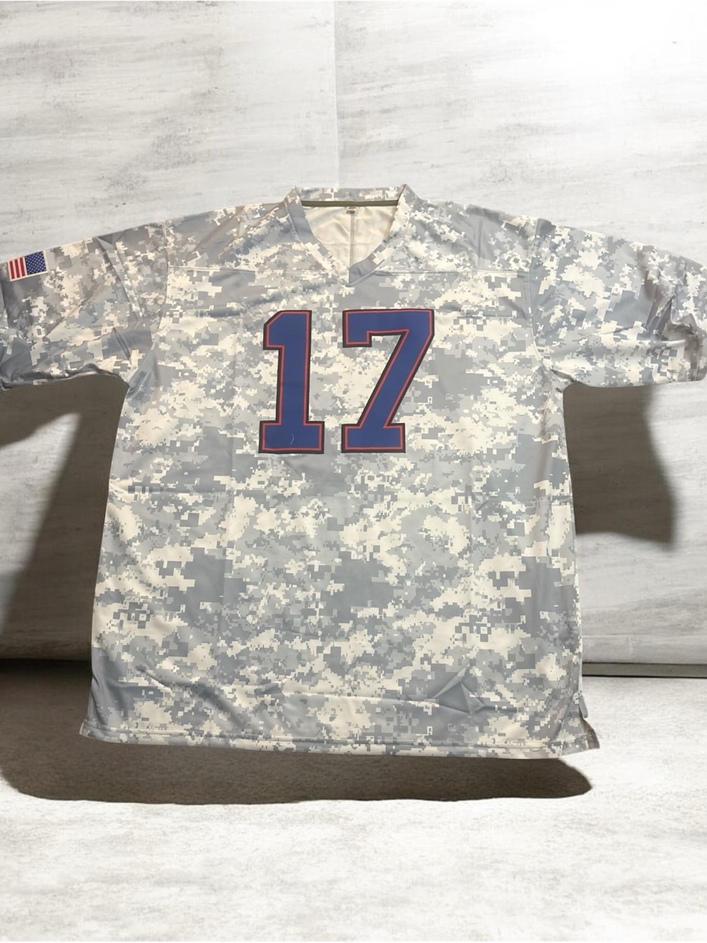 Josh Allen Camo Football Jersey - White/Grey with Bills adjustable hat